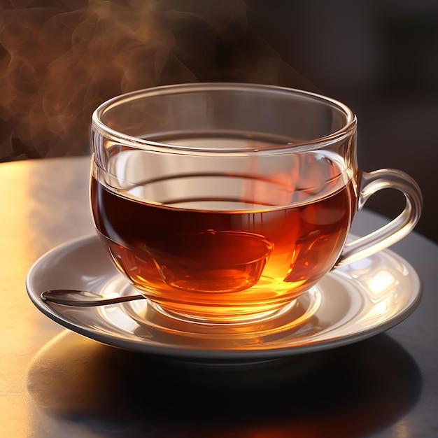 Black tea realistic lighting On a bright Background realistic lighting side view