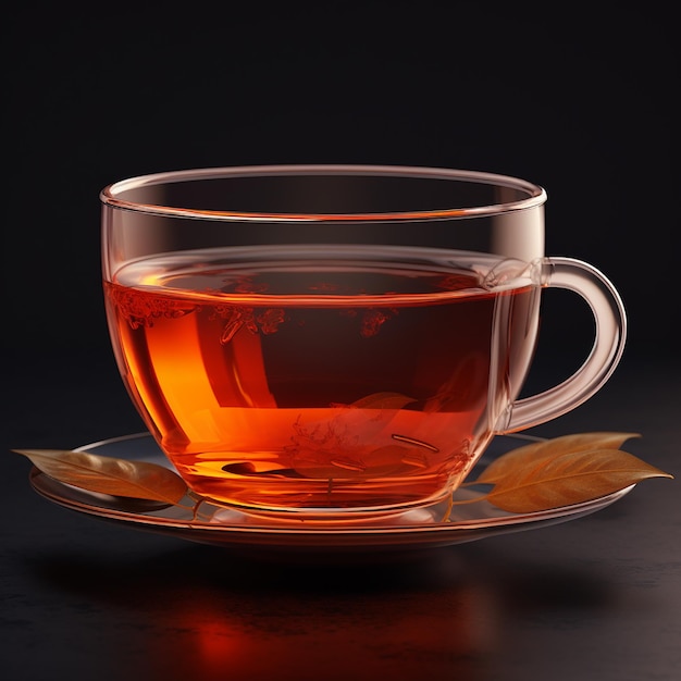 Black tea realistic lighting On a bright Background realistic lighting side view
