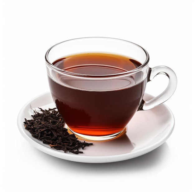 Black tea realistic lighting On a bright Background realistic lighting side view