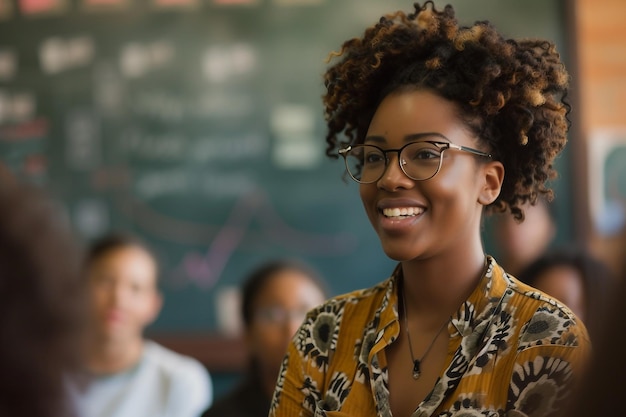 Photo black teacher educator shaping future in classroom