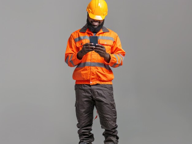 Black technician holding a phone