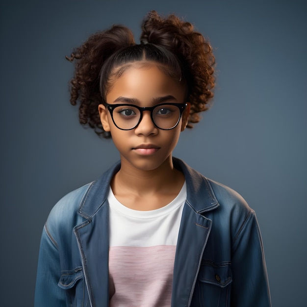 Black teenage girl wearing optical glasses