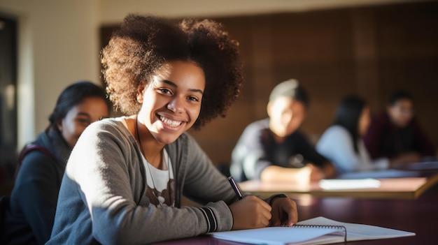 Black teenage students in the classroom