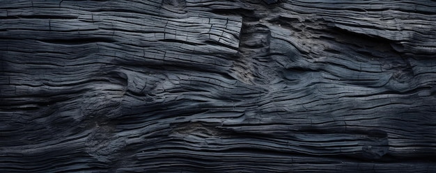 Black texture of bark detailed wood panorama background Generative Ai