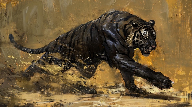 black tiger in motion