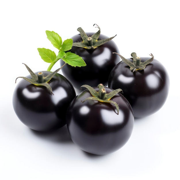 Black tomato vegetables isolated on white background