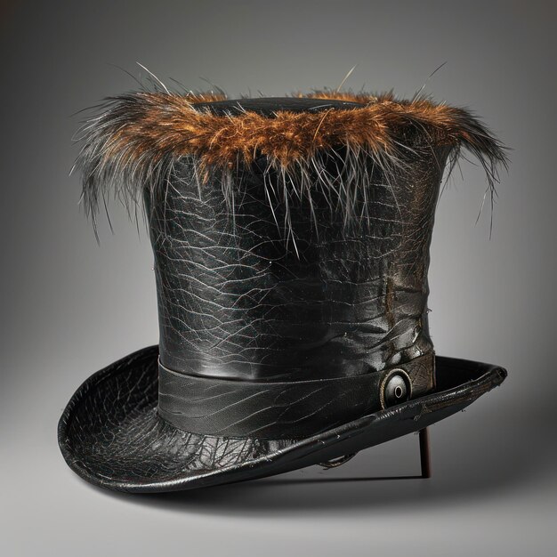 Черная шляпа с коричневыми перьями