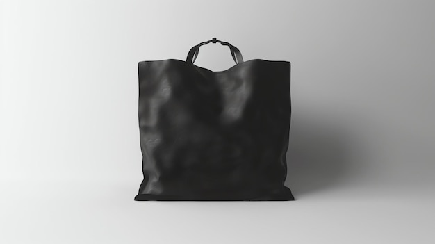 Photo black tote bag mockup on white background 3d rendering