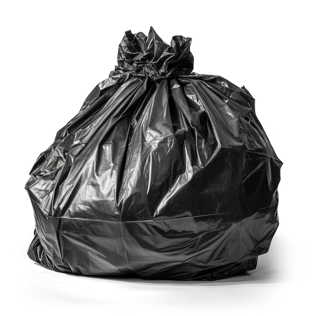 A black trash bag with a clear plastic bag in it.