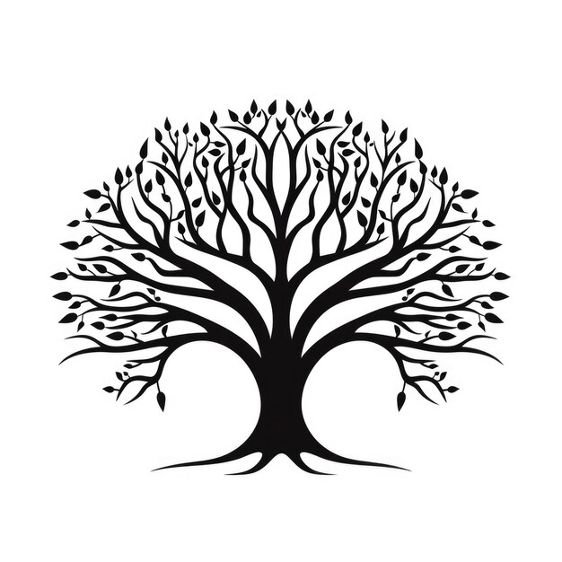 Photo black tree of live icon on white background