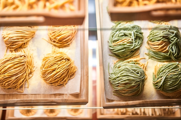 Black trend Fettuccine round nests. 