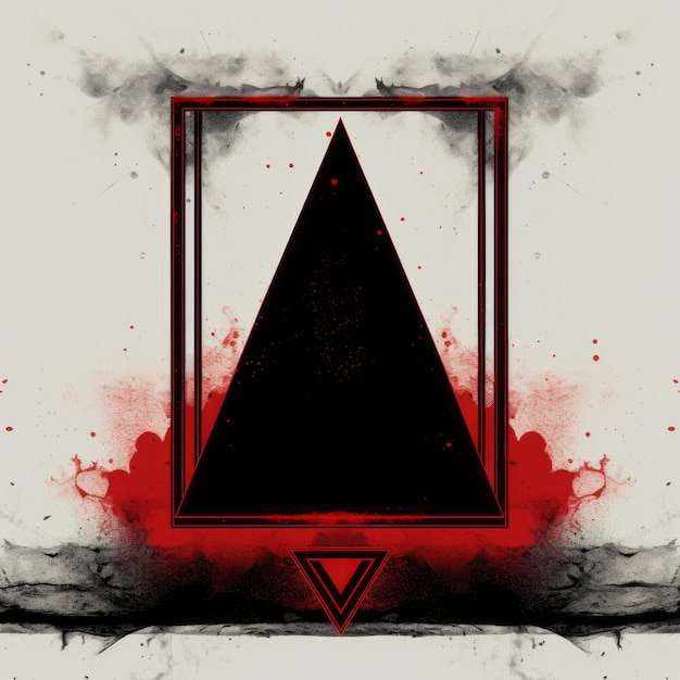 a black triangle with red paint on it