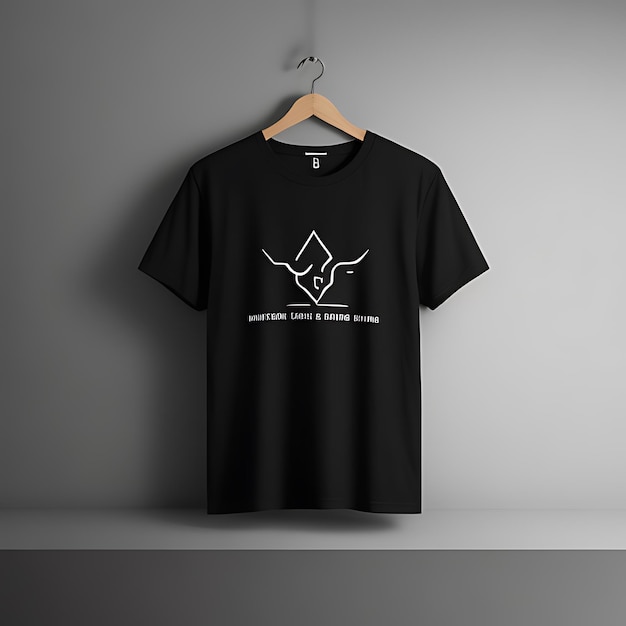 Black Tshirt design mockup and grey background black tshirt mockup hanger