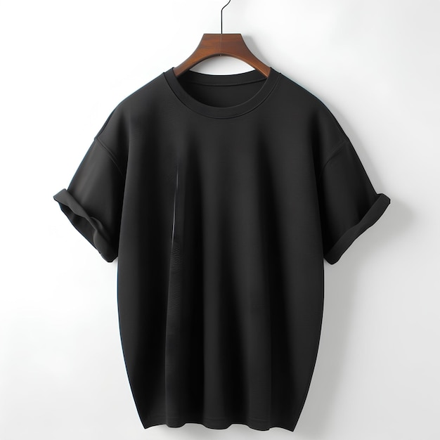 black tshirt hang on white background