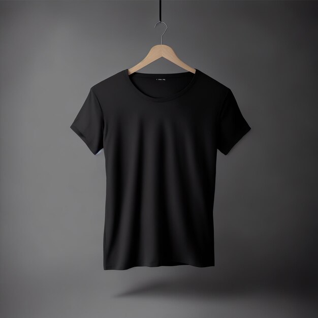 Photo black tshirt mock up with gray background