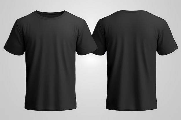 Photo black tshirt mockup front and back