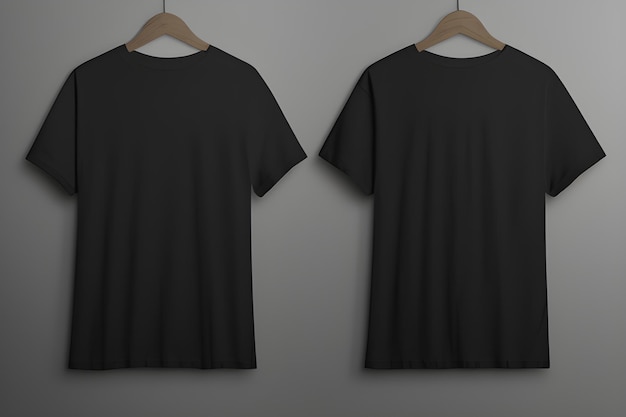 Black Tshirt Mockup Isolated On Grey Background