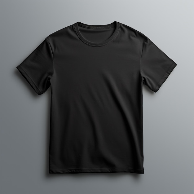 Black Tshirt Mockup Isolated On Grey Background