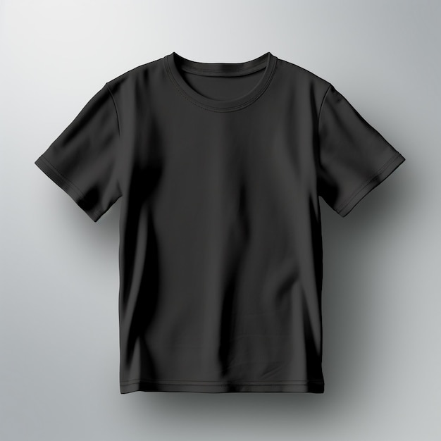Black tshirt mockup isolated on grey background