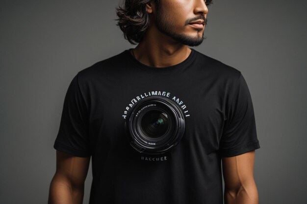 Photo black tshirt mockup on a man