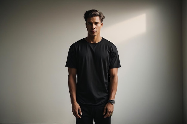 Black Tshirt mockup on a man