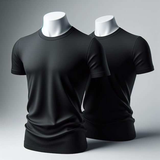 black tshirt for mockup on a mannequin white background 4