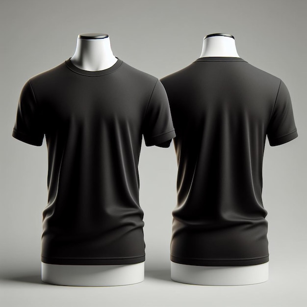 black tshirt for mockup on a mannequin white background