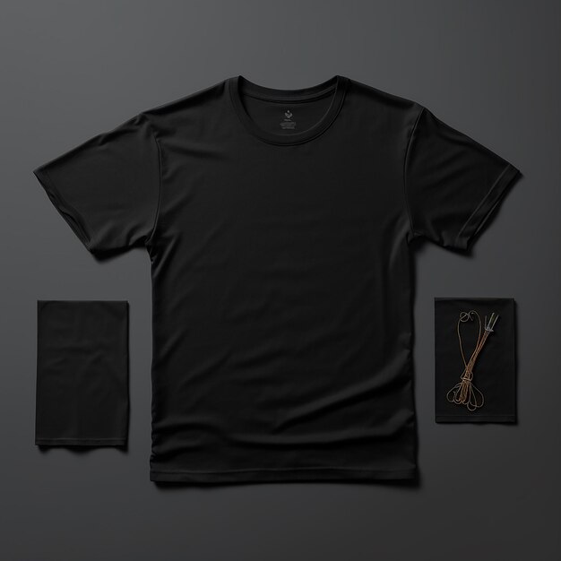 Photo black tshirt mockup material