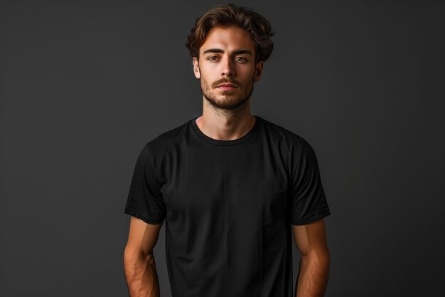 Photo black tshirt mockup studio shot male model generative ai