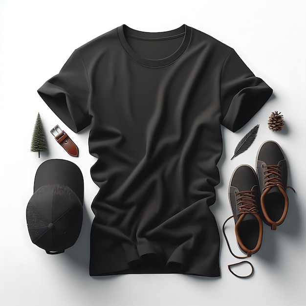 Foto black tshirt mockup template premium en van hoge kwaliteit