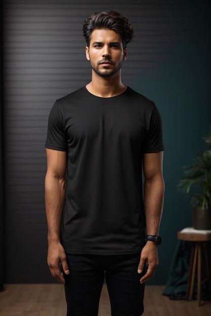 Photo black tshirt mockup