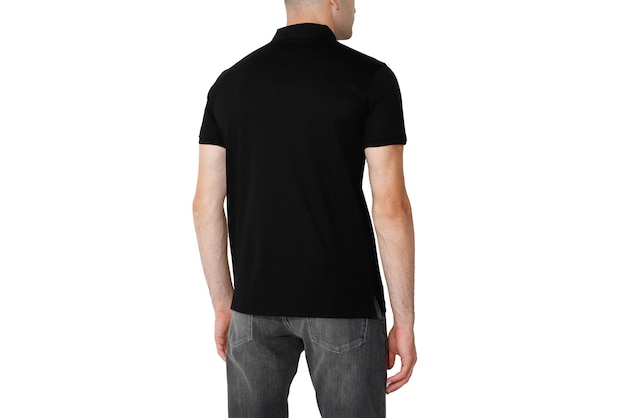 Black tshirt on two sides on a man layout isolated on a white background copy space