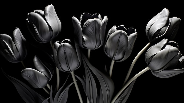Black tulips isolated on a black background black color tulip flower