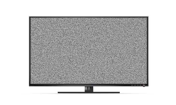 Photo black tv flat screen stand with white noise isolated