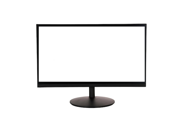 Black tv mockup with white screen on white background