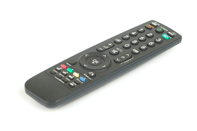 Photo black tv remote control isolated on white