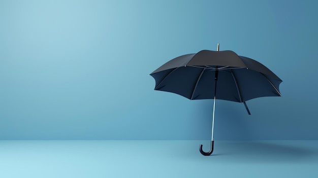 파란 바탕에 검은 우산 우산은 닫혔습니다.