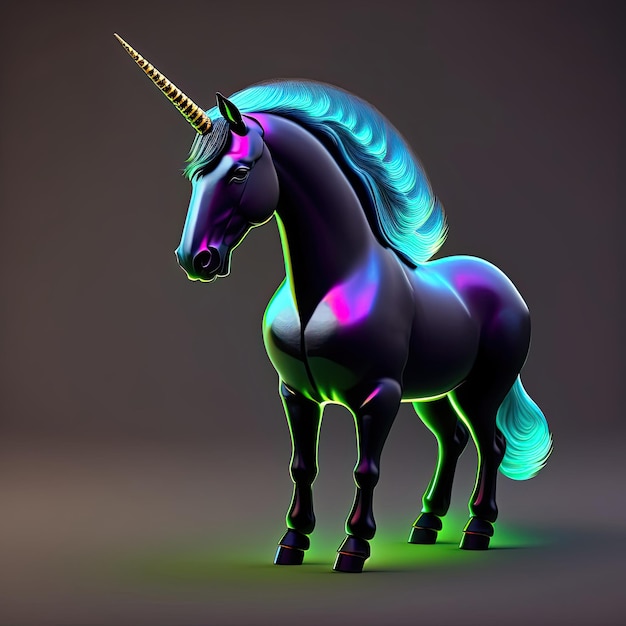 Black Unicorn with Glow