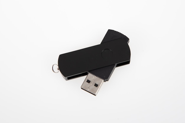 Black universal usb key flash drive mock up for advertising brand identity on white background