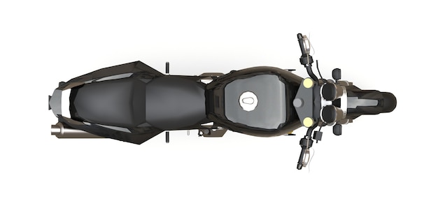 Черный городской спортивный двухместный мотоцикл на белом фоне. 3d иллюстрации.