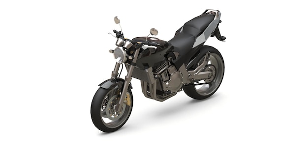 Black urban sport twoseater motorcycle on a white background 3d illustration