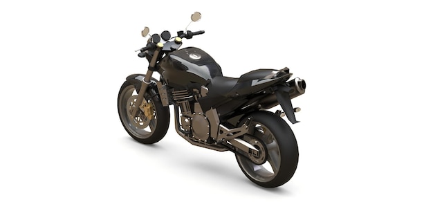Черный городской спортивный двухместный мотоцикл на белом фоне 3d иллюстрация
