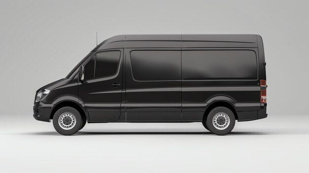 Black van isolated on white background 3D rendering