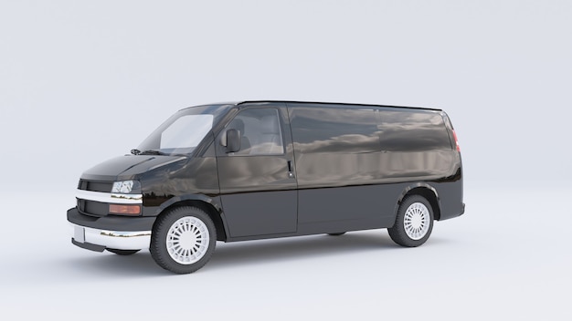 Black van isolated 