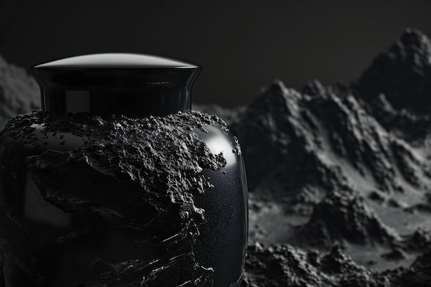 Photo black vase on the background of the mountains