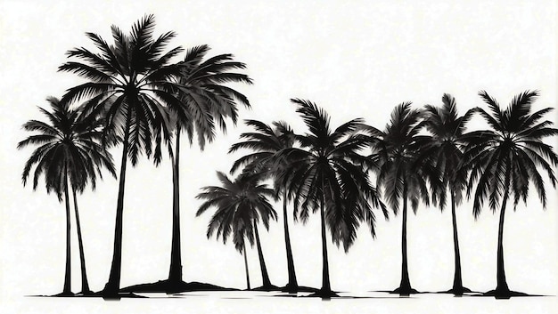 Black Vector Single Coconut And Palm Trees Silhouette Ai Generated