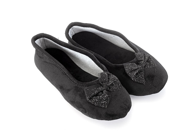 Black velvet slippers