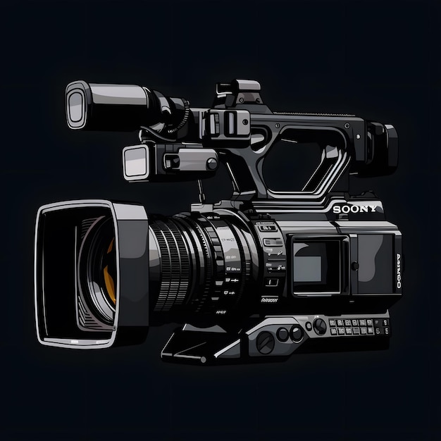 a black video camera with a large lens