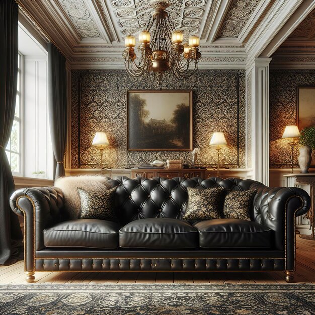 Black vintage sofa