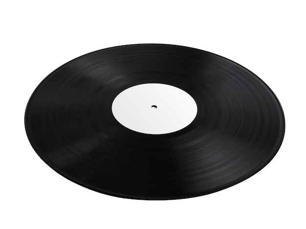 白い背景に隔離された黒のビニールレコード